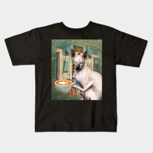 Sphynx Hairless Cat With Coffee Kids T-Shirt